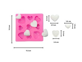 Molde silicona 9 corazones surtidos